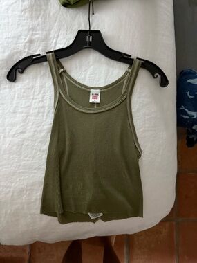 Re/Done Olive Green Ribbed Tank